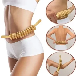 1pc Handheld Holz Massager mit 12 Rollen Trigger Punkt Therapie