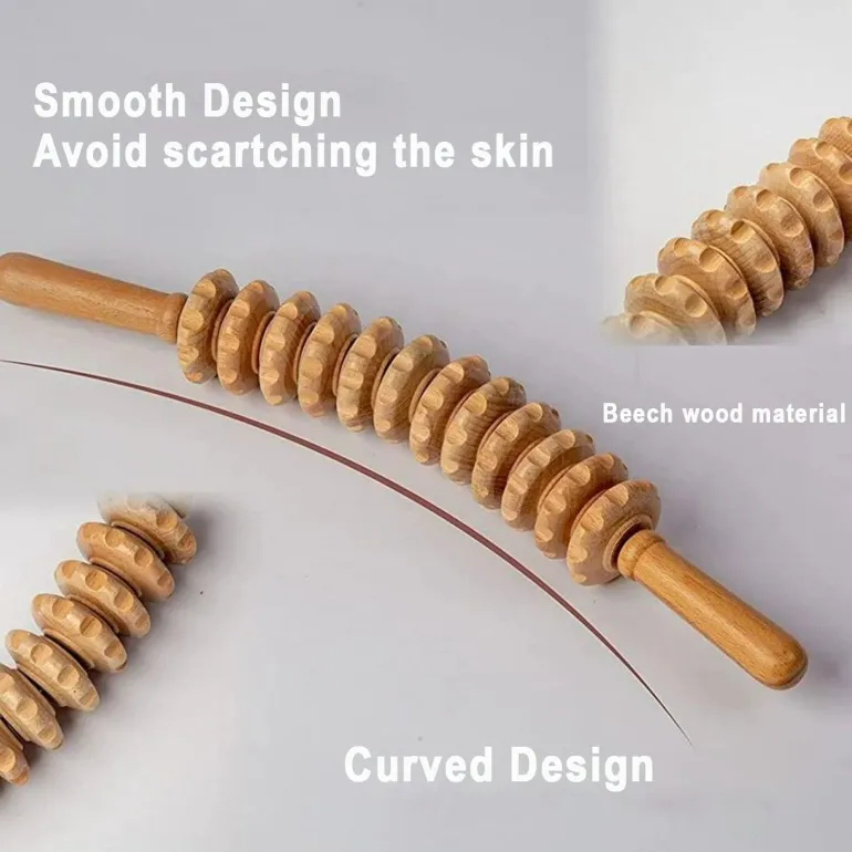 1pc Handheld Holz Massager mit 12 Rollen Trigger Punkt Therapie