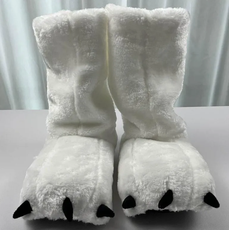 Pelzige Bärenklauen-Hausschuhe – Bequeme Winterhausschuhe
