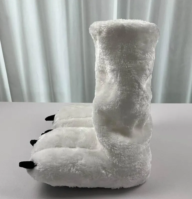 Pelzige Bärenklauen-Hausschuhe – Bequeme Winterhausschuhe
