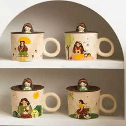 Personalisierte Retro-Kaffeetasse aus Keramik mit Deckel – einzigartiges Geburtstagsgeschenk für Zuhause oder das Büro