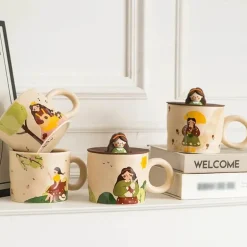 Personalisierte Retro-Kaffeetasse aus Keramik mit Deckel – einzigartiges Geburtstagsgeschenk für Zuhause oder das Büro