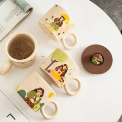 Personalisierte Retro-Kaffeetasse aus Keramik mit Deckel – einzigartiges Geburtstagsgeschenk für Zuhause oder das Büro