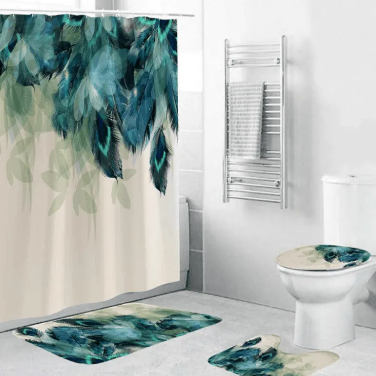 Pfauen-Duschvorhang – Farbenfrohes Badezimmer-Dekor-Accessoire