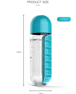 Pillendosierer-Wasserflasche – Täglicher Medikamenten-Tracker
