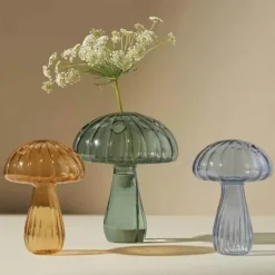 Pilzförmige Glasvase für moderne Wohnkultur und Tischdekoration
