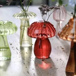 Pilzförmige Glasvase für moderne Wohnkultur und Tischdekoration