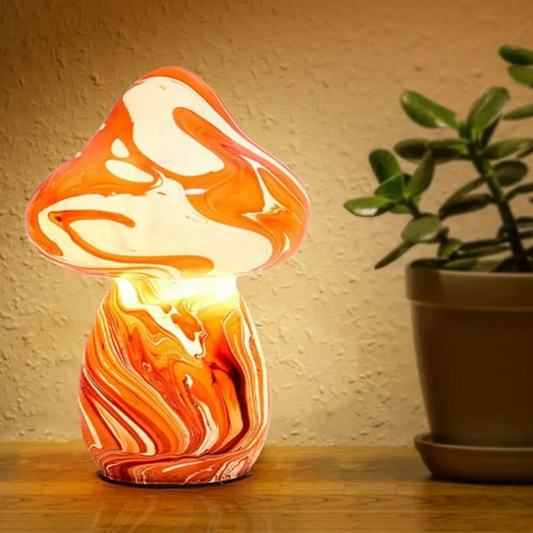Pilzlampe aus Buntglas – Einzigartige dekorative Leuchte