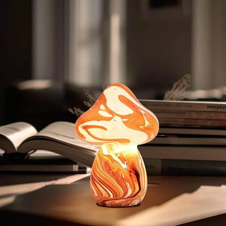 Pilzlampe aus Buntglas – Einzigartige dekorative Leuchte