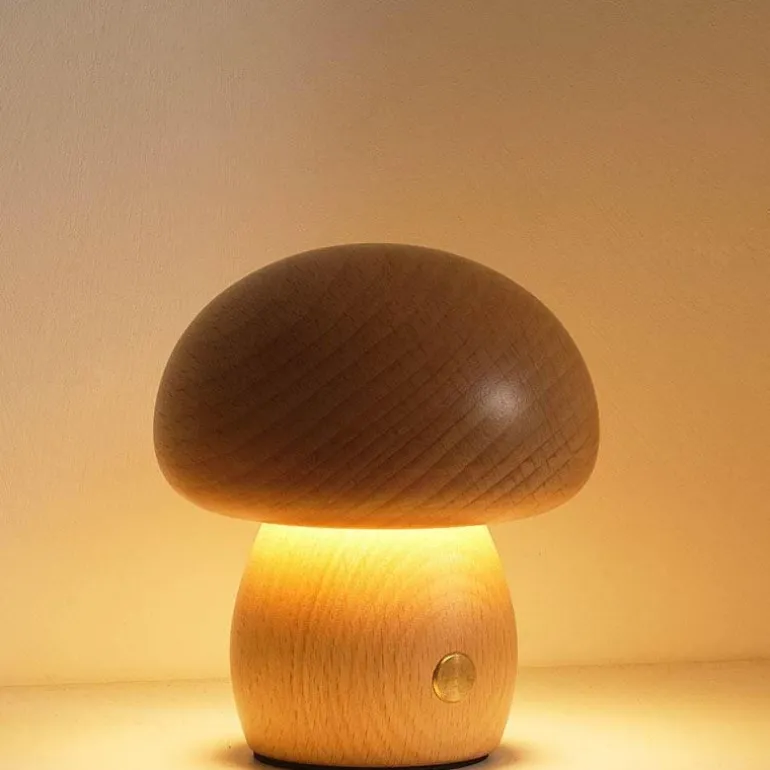 Pilzlampe aus Massivholz - Einzigartige Tischleuchte