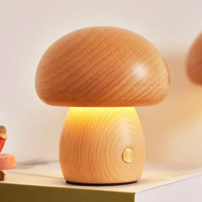 Pilzlampe aus Massivholz - Einzigartige Tischleuchte