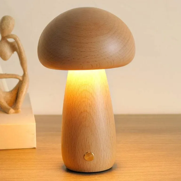 Pilzlampe aus Massivholz - Einzigartige Tischleuchte