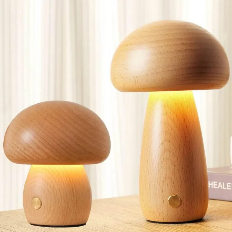 Pilzlampe aus Massivholz - Einzigartige Tischleuchte