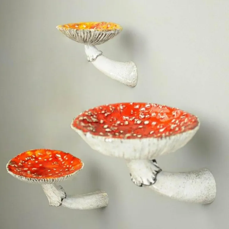 Pilz-Wandregal - Schwebendes Harzdekor