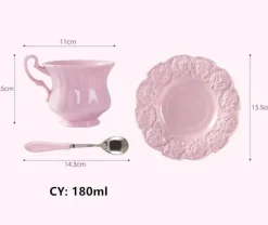 Pink Princess Teetassen-Set – Elegantes 180 ml Porzellan-Trinkgeschirr