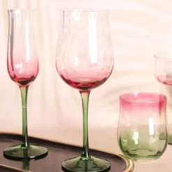 Pink Ripple Kristall-Weinglas-Set – Elegante Champagner-Rotweingläser