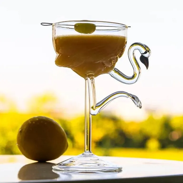 Pinke Flamingo-Cocktailgläser – transparentes Trinkgeschirr für Partys