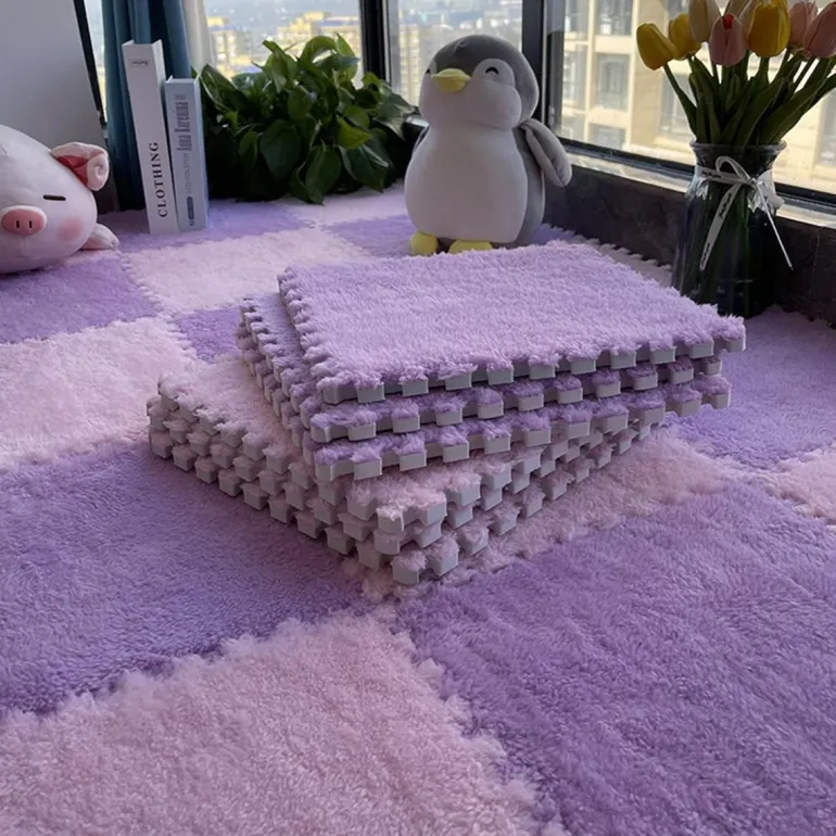 Plüschige Winter-Puzzlematte - Weiche DIY-Spielmatte