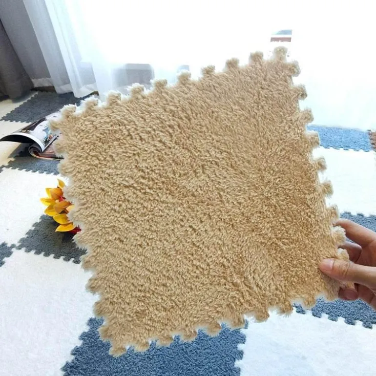Plüschige Winter-Puzzlematte - Weiche DIY-Spielmatte