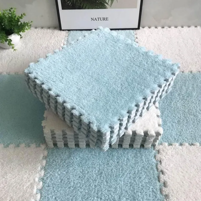 Plüschige Winter-Puzzlematte - Weiche DIY-Spielmatte