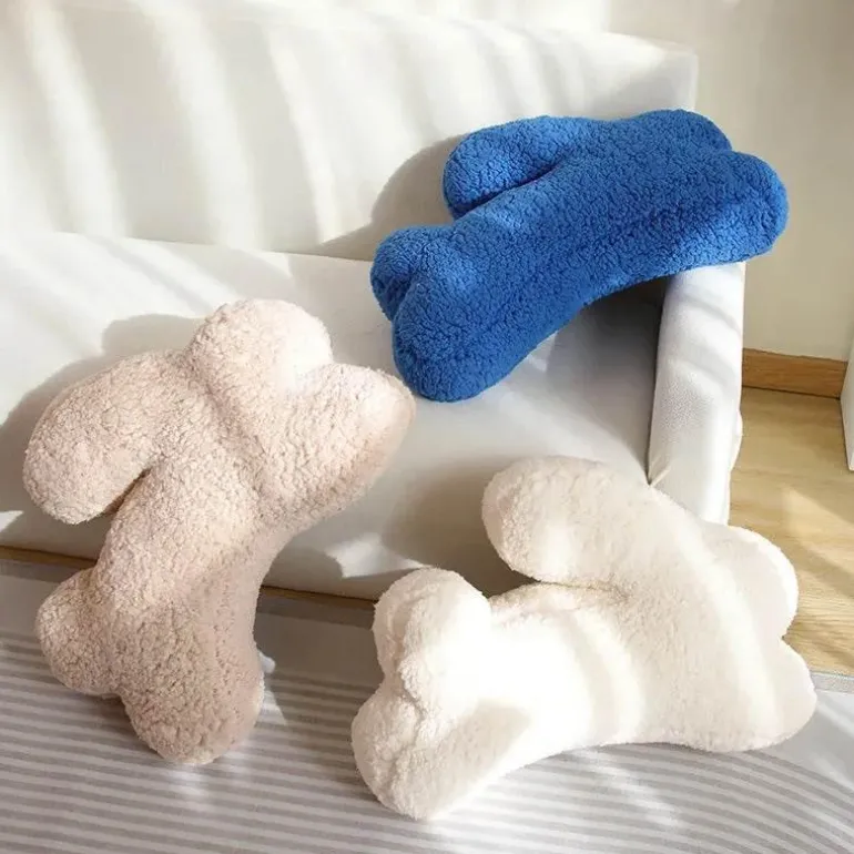 Plüsch-Kaninchenkissen - Dekoratives Bouclé-Kissen