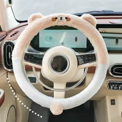 Plüsch-Lenkradbezug mit Tiermotiv – weiches Winter-Auto-Accessoire
