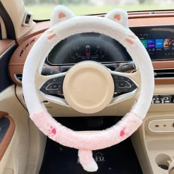 Plüsch-Lenkradbezug mit Tiermotiv – weiches Winter-Auto-Accessoire