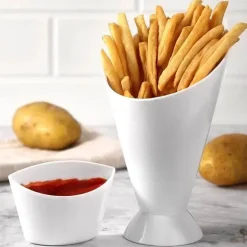 Pommes-Frites-Halter mit Soßenbechern - Snack- und Dip-Behälter