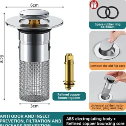 Pop-up-Spülbeckensieb – Abflussabdeckung gegen Verstopfung