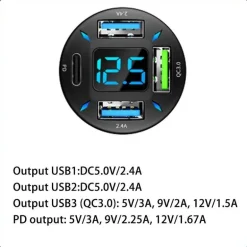 4-Port USB-Autoladegerät - Schnellladegerät-Adapter