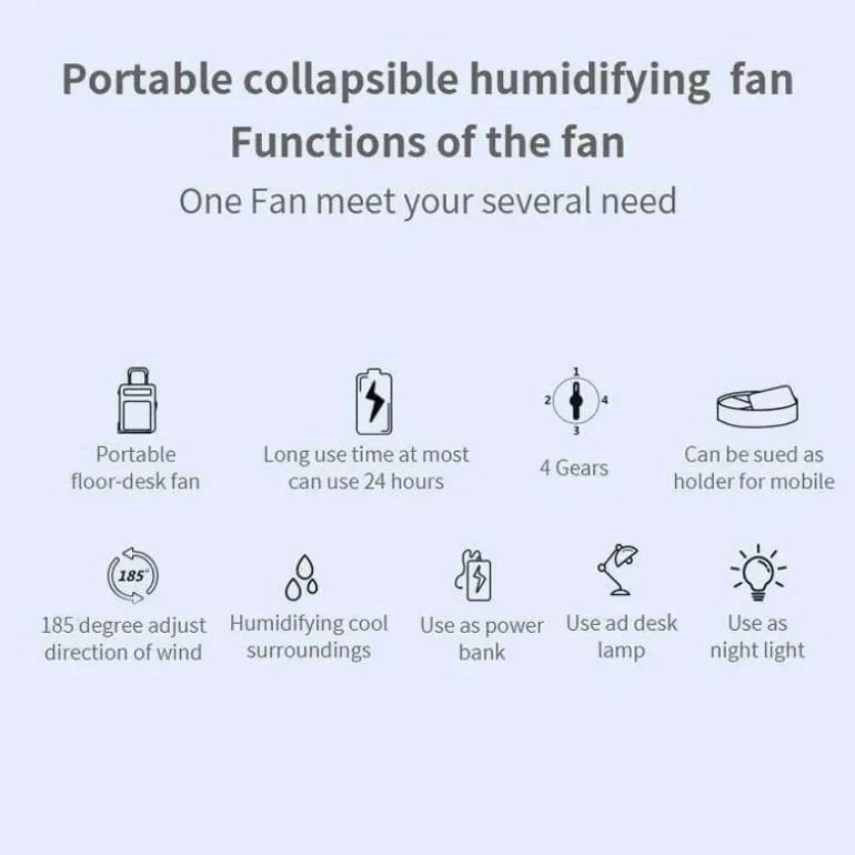 Portable Remote Control Air Conditioner Humidifier with LED Light - Compact Cooling Solution