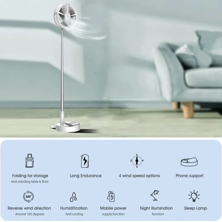 Portable Remote Control Air Conditioner Humidifier with LED Light - Compact Cooling Solution