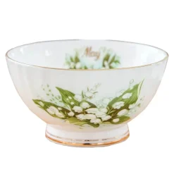 Porzellanschüssel-Set mit Blumenmuster, Goldrand, Monatsthema, 4er-Set