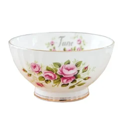 Porzellanschüssel-Set mit Blumenmuster, Goldrand, Monatsthema, 4er-Set