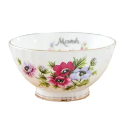 Porzellanschüssel-Set mit Blumenmuster, Goldrand, Monatsthema, 4er-Set