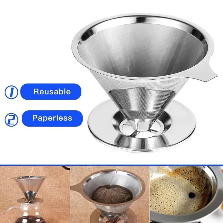 Pour Over Kaffeefilter aus Edelstahl – Premium-Brühgerät für kräftig aromatischen Kaffee