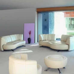 Premium Italian Leather Adjustable Sofa - Contemporary Wave Design