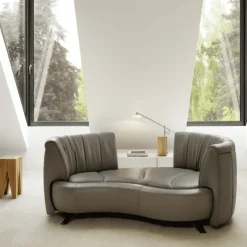 Premium Italian Leather Adjustable Sofa - Contemporary Wave Design