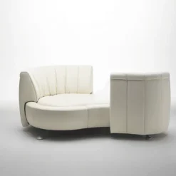 Premium Italian Leather Adjustable Sofa - Contemporary Wave Design