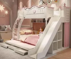 Prinzessinnen-Schloss-Etagenbett – Märchenhafte Kindermöbel