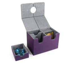 PU Leather Card Deck Box with Dice Tray – Holds 200+ Sleeved Cards