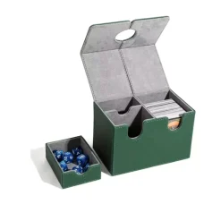 PU Leather Card Deck Box with Dice Tray – Holds 200+ Sleeved Cards