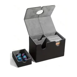 PU Leather Card Deck Box with Dice Tray – Holds 200+ Sleeved Cards