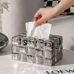 Puffer Cube Taschentuchbox – Dekorativer weicher Taschentuchhalter