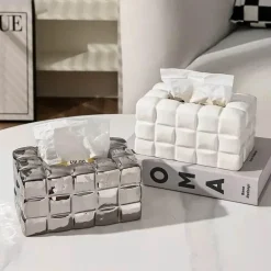 Puffer Cube Taschentuchbox – Dekorativer weicher Taschentuchhalter