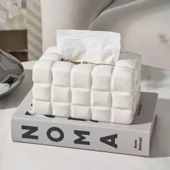 Puffer Cube Taschentuchbox – Dekorativer weicher Taschentuchhalter