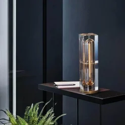 Quadratische Kristall-Tischlampe – Elegante, moderne Leuchte