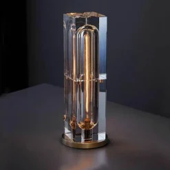 Quadratische Kristall-Tischlampe – Elegante, moderne Leuchte