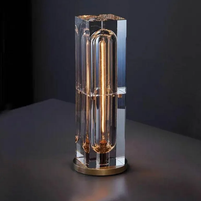 Quadratische Kristall-Tischlampe – Elegante, moderne Leuchte