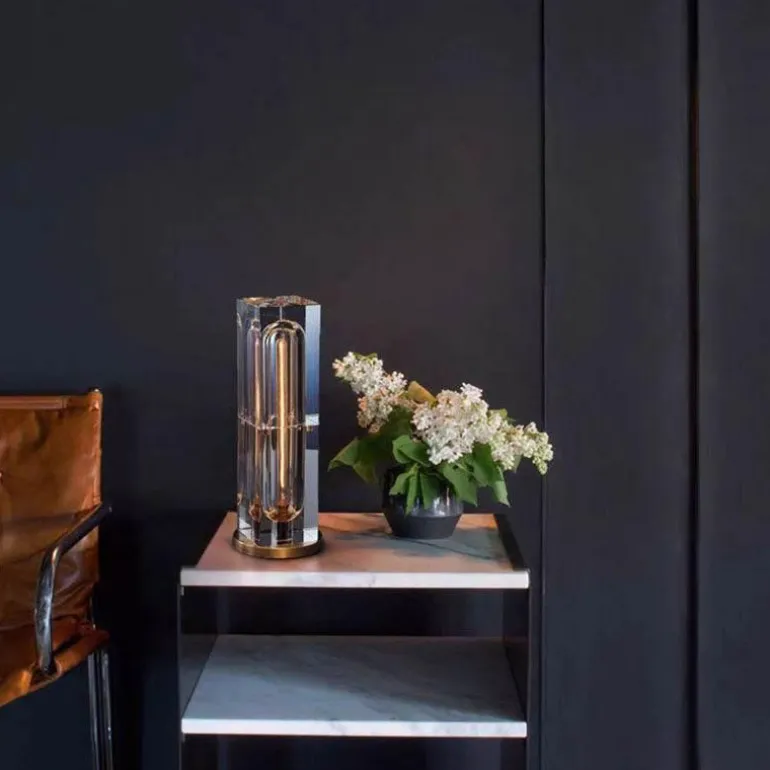 Quadratische Kristall-Tischlampe – Elegante, moderne Leuchte